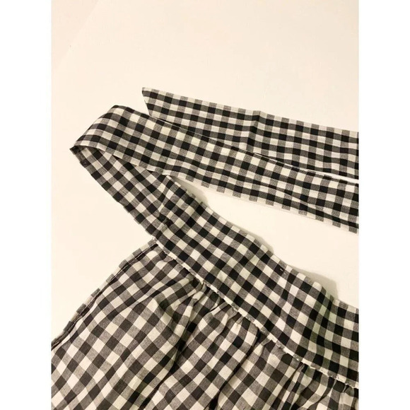 Vintage Black White and Red Checkered Half Apron One Pocket Tie Back - Picture 9 of 12